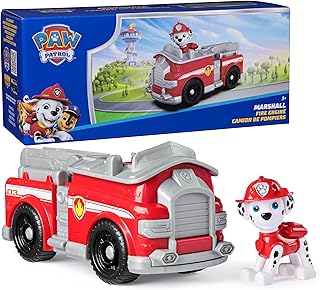 Paw Patrol, Marshall’s Firetruck Toy Vehicle with Collectible Action Figure | Action Rescue Vehicle, Rolling Wheels, Movable Ladder, Pretend Play, Sustainably Minded, Kids Toys for Boys & Girls Ages 3+
