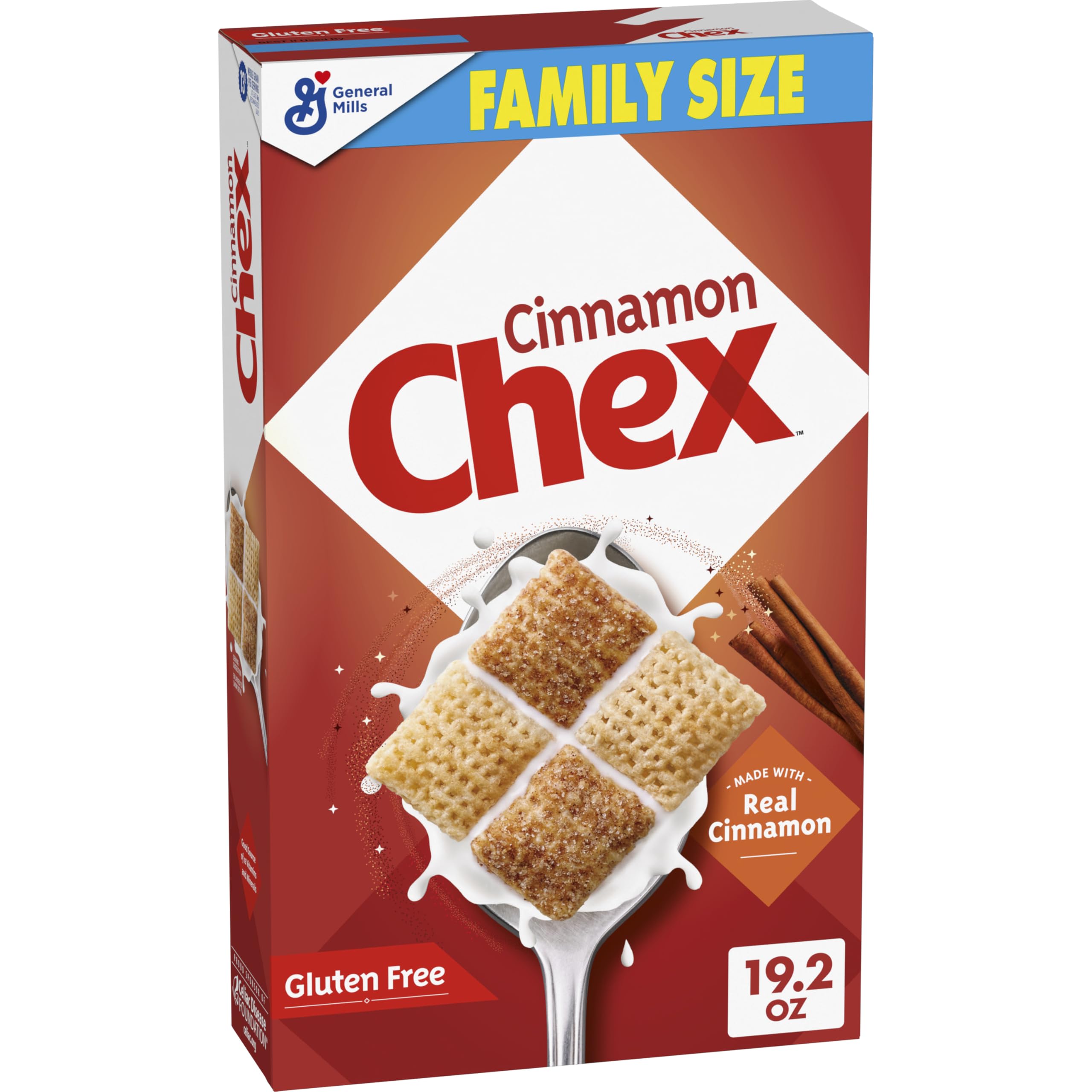 Cinnamon Chex Cereal, Gluten Free,Family Size, 19.2 oz | Made with Real Cinnamon
