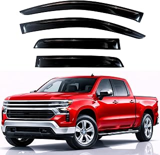 KPY Rain Guards Window Visor for 2019-2026 Chevy Silverado 1500 Crew Cab | Out-Channel Window Vent Wind Deflector 4PC, 19-26 Silverado/GMC Sierra 1500 & 20-26 Silverado/Sierra 2500HD 3500HD (Crew Cab)