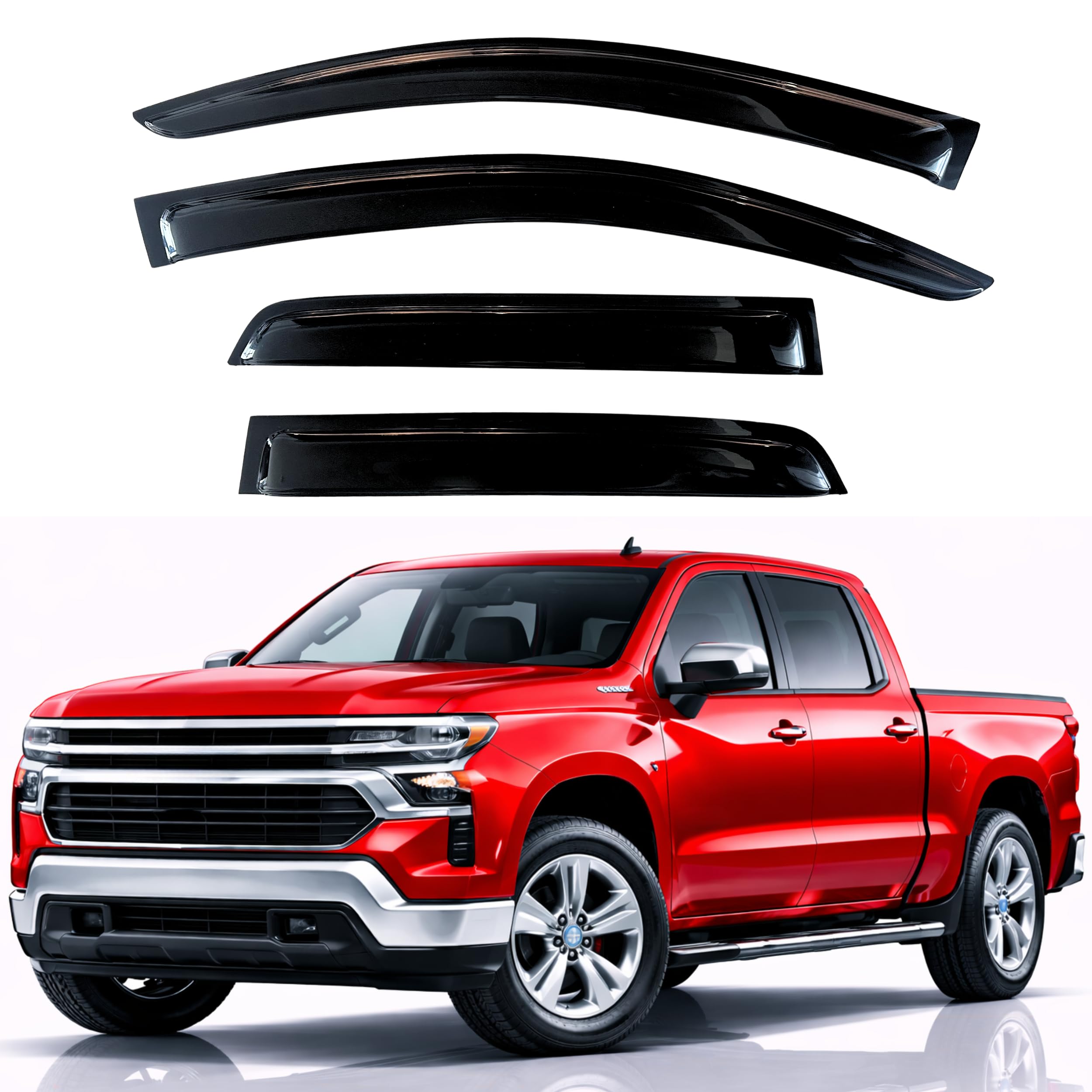 KPY Rain Guards Window Visor for 2019-2026 Chevy Silverado 1500 Crew Cab | Out-C