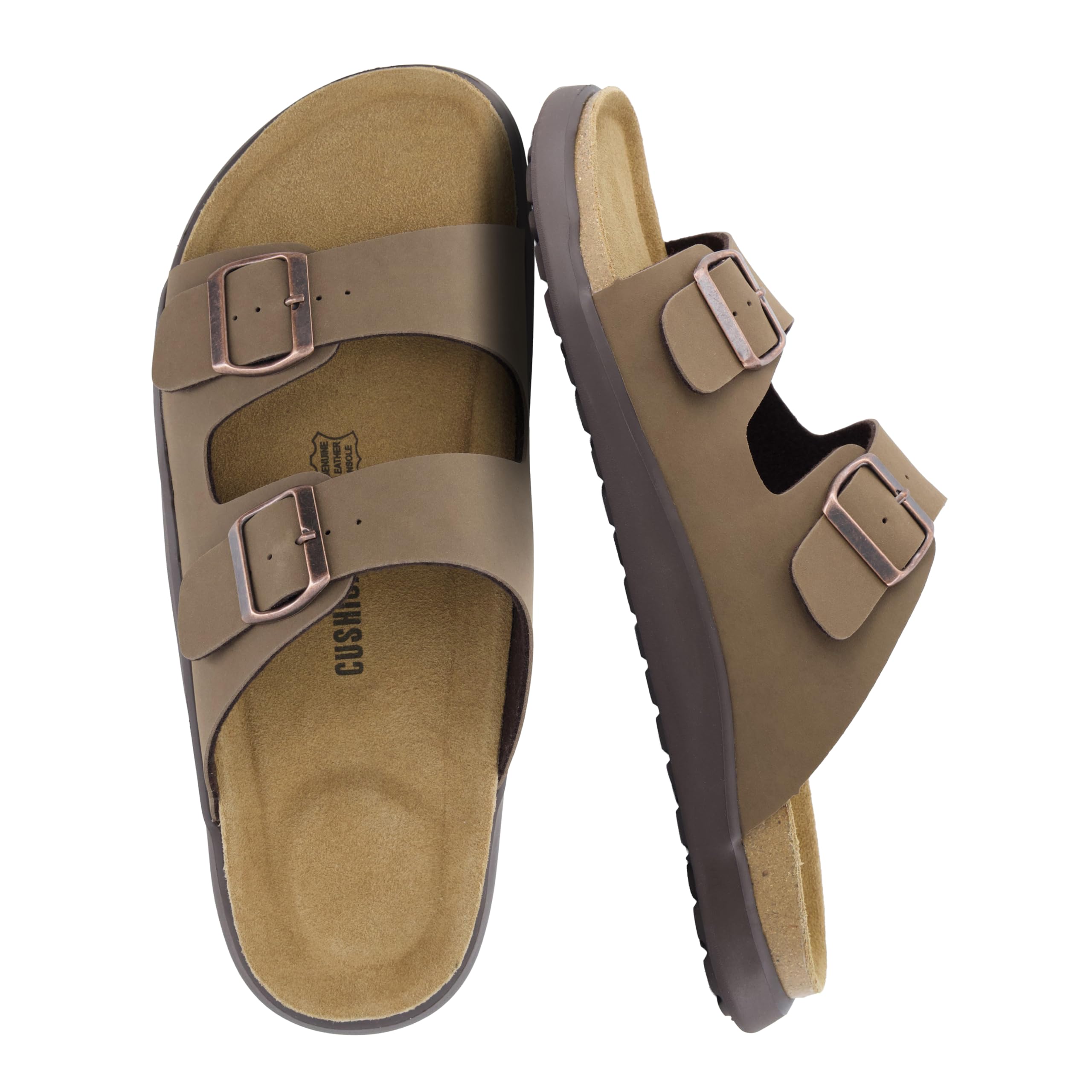 CUSHIONAIRE Mars Slide Sandals for Men with Comfort Adjustable Double Buckle Arc