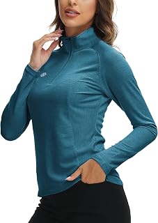 Women's 1/4 Zip Sports Shirt Long Sleeve Summer UPF 50+ Sun Protection Running Shirt Lightweight UV Shirt for Gym Yoga Fitness Training