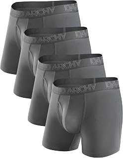 DAVID ARCHY Mens Underwear Boxer Briefs with Fly, Rayon Made from Bamboo