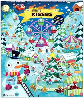 Hershey's Kisses Chocolate Advent Calendar 2024, Christmas Stocking Stuffers and Christmas Candy for Kids - 207g