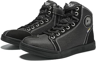 IRON JIA'S Men's Waterproof Motorcycle Boots, Non-Slip Breathable Street Casual Motorcycle Boots with Side Zip, Ankle Support and Shift Pad