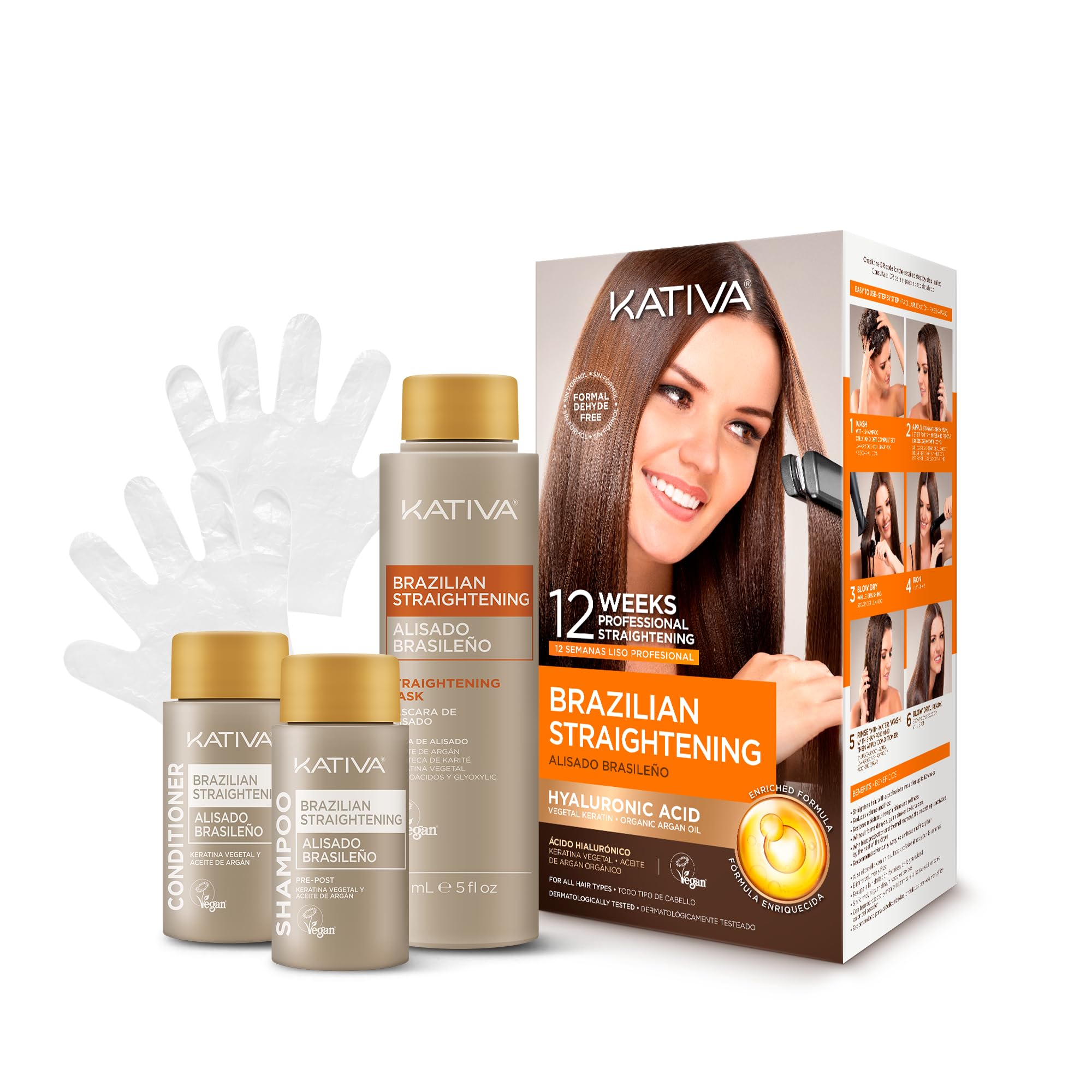 KATIVA Brazilian Keratin Treatment Kit at home Formaldehyde Free Hair Straighten
