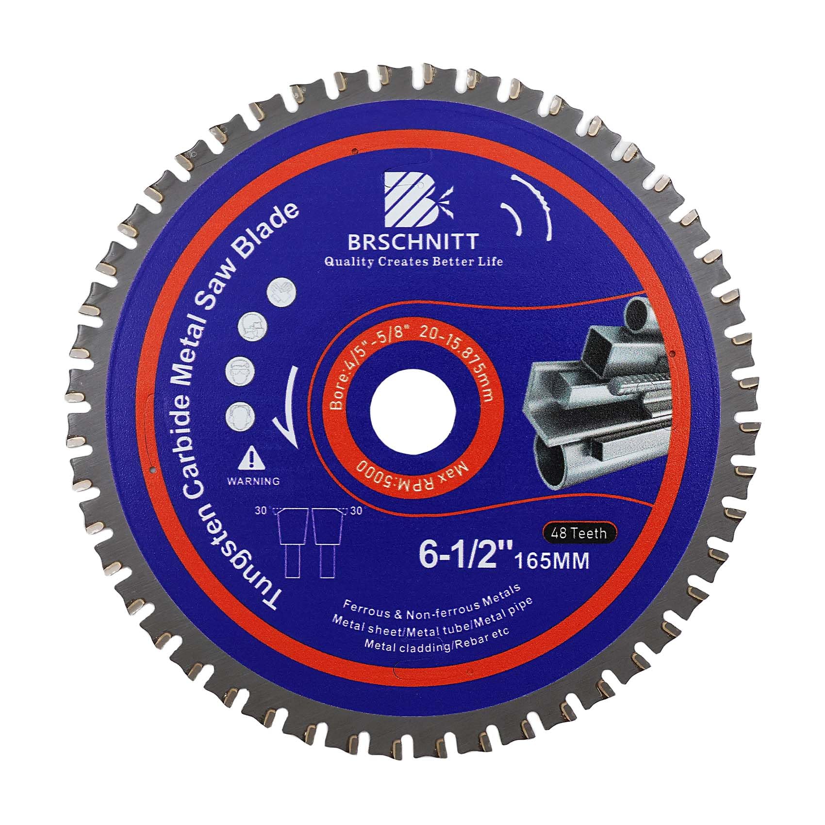 Circular Saw Disc for Metal 165MM - BRSCHNITT 1 Piece TCT Tungsten Carbide Tippe