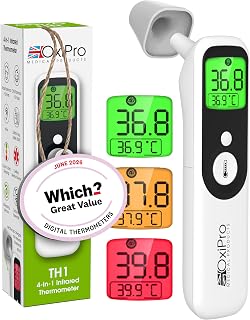 OxiPro TH1 Thermometer - Which? and Health & Pharma Award Winner 2026 - In-Ear, Forehead, Non-Touch & Baby Modes - Infrared Thermometer for Newborn, Baby, Kids, Children & Adult Temperature