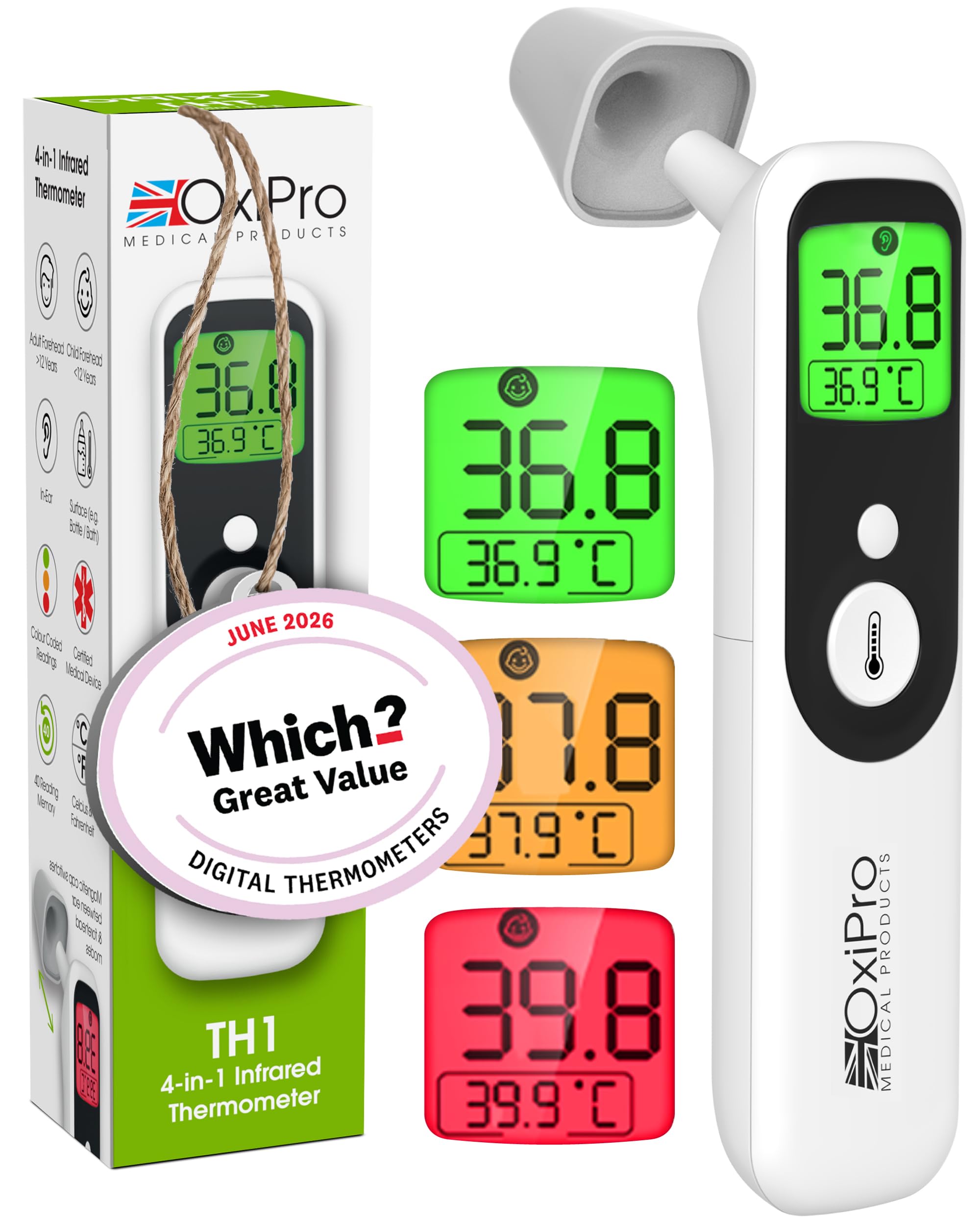 OxiPro TH1 Thermometer - Which? and Health & Pharma Award Winner 2026 - In-Ear, 