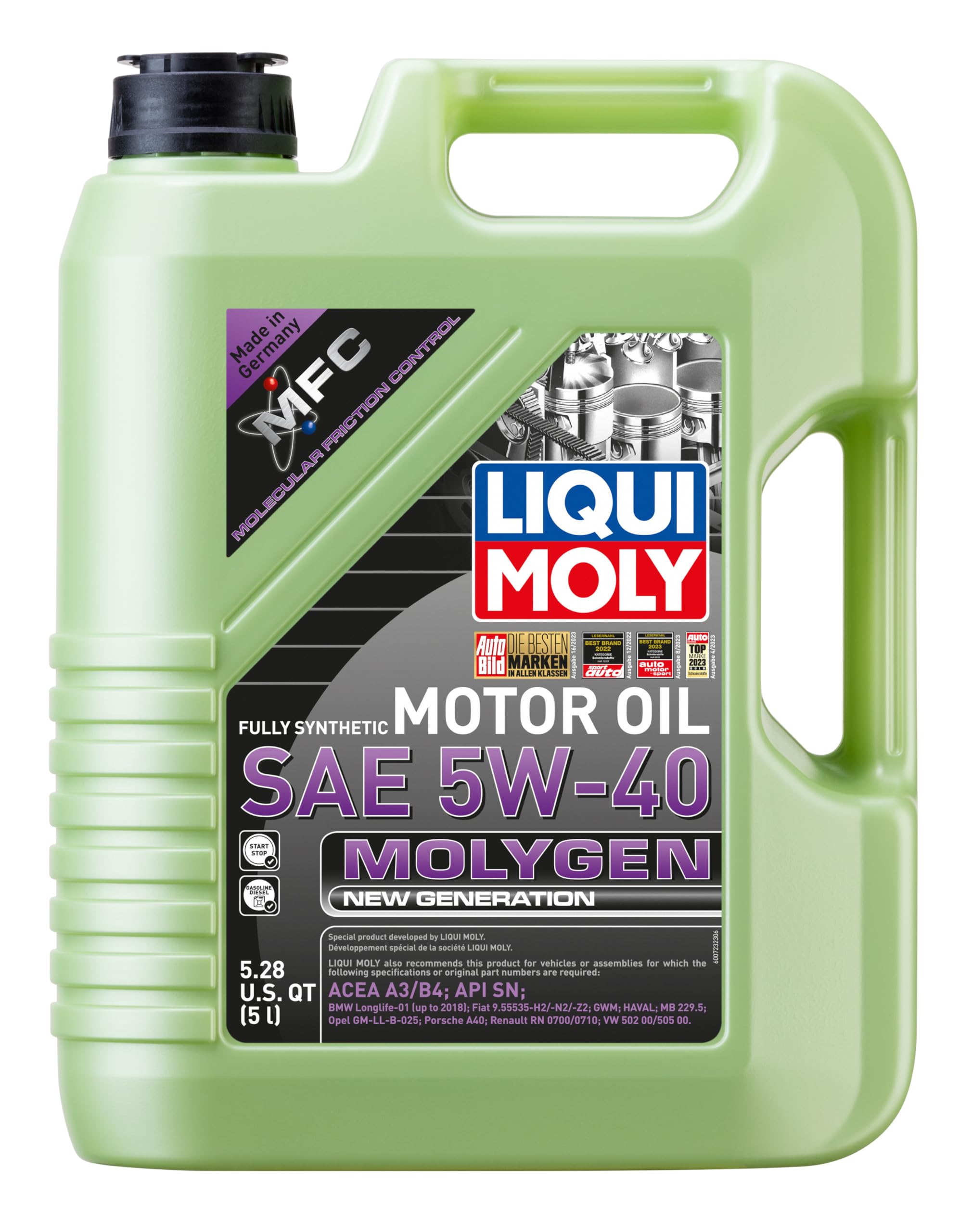 Liqui Moly 20232 Molygen New Generation 5W40 Motor Oil, 5 l, 1 Pack