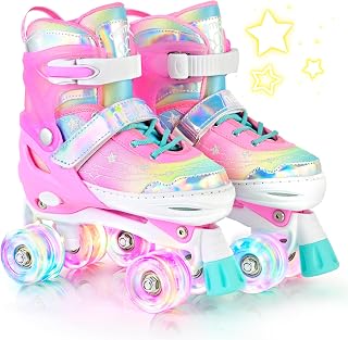 NEMONE Mermaid Adjustable Roller Skates for Girls Kids Toddlers