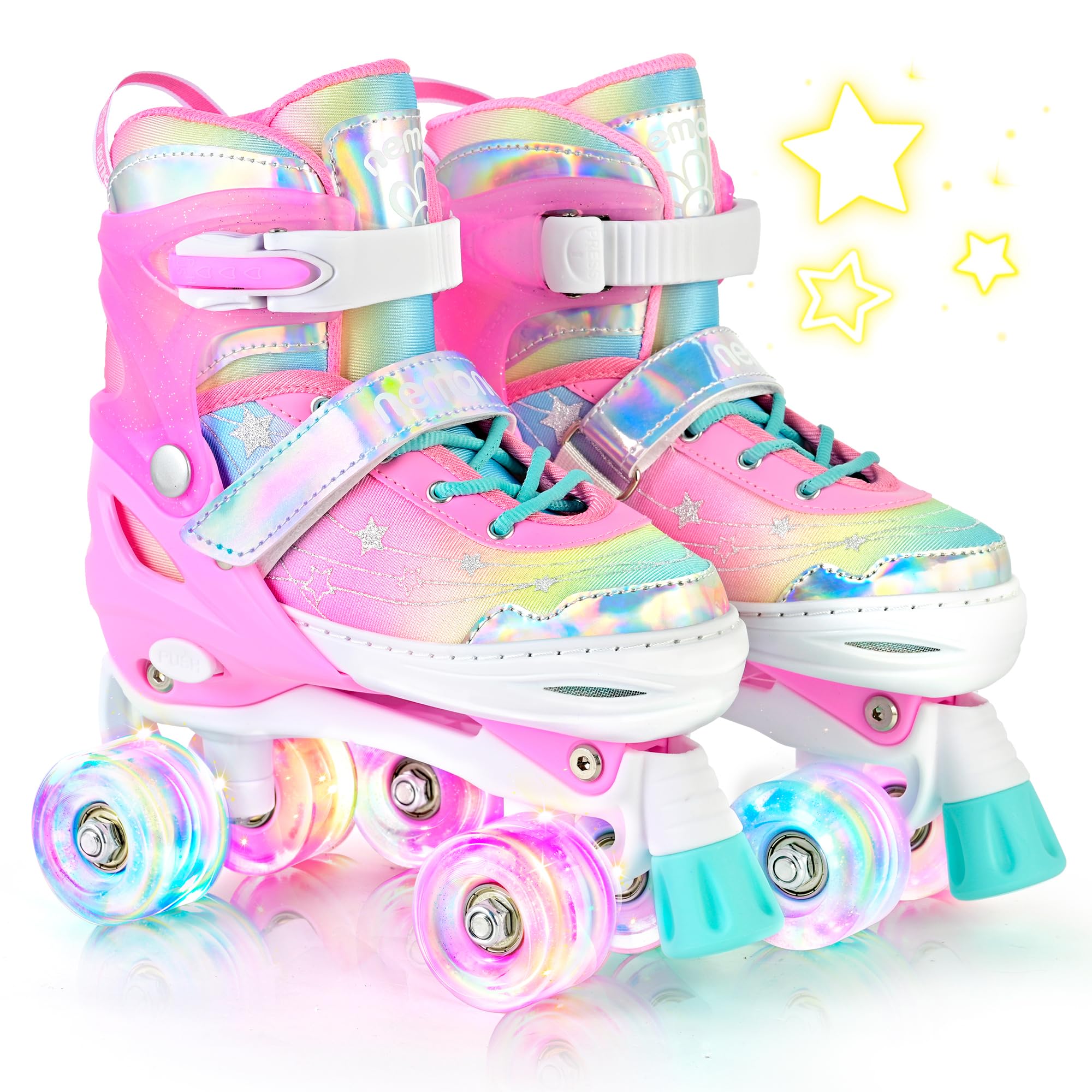 NEMONE Mermaid Adjustable Roller Skates for Girls Kids Toddlers