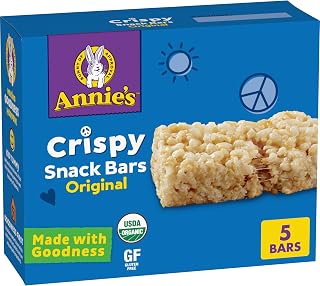 Annie's Organic Original Crispy Snack Bars, Gluten-Free, 3.9 oz, 5 ct | Gluten-Free, Gelatin-Free, Certified Organic, No Artificial Flavors or High-Fructose Corn Syrup