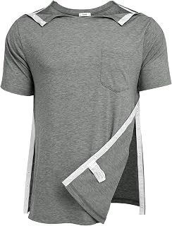 Deyeek Men's Post Shoulder Surgery Shirts Soft Tear Away Short Sleeve Tops