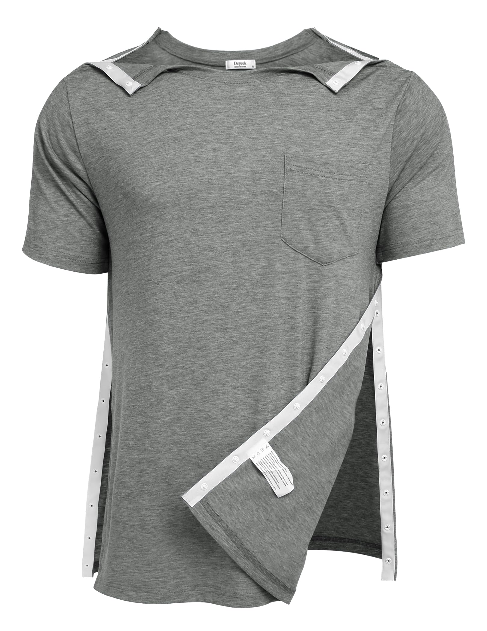 Deyeek Men's Post Shoulder Surgery Shirts Soft Tear Away Short Sleeve Tops