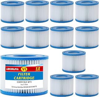 LOIOLFIL Type VI Spa Filter, Compatible with Lay-Z Spa Filter, 90352E, 58323E, 58323,90427E, Swimming Pool Pump Filter, Hot Tub Filter, 12 Pack