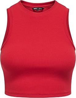 Only Onlvilma S/L Cropped Tank Top Jrs Noos Basic Slim Fit Sleeveless Tank Top for Women's Effortless Style (Pack of 1)