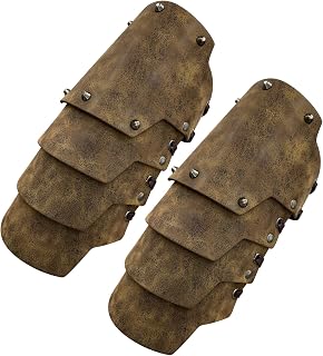 HiiFeuer Medieval Faux Leather 4 Layers Bracers Arm Armor, Middle Ages Mercenary Gauntlets, Costume Knight Archer Arm Guards