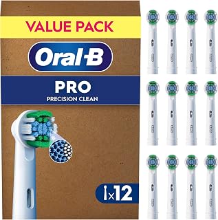 Oral-B Pro Precision Clean Original Electric Toothbrush Head, X-Shape and Angled Bristles for Deeper Plaque Removal, Pack of 12 Toothbrush Heads, Suitable for Mailbox, White