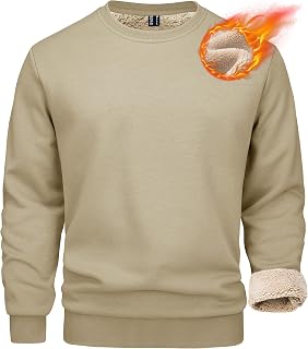 MAGCOMSEN Felpe da uomo foderate in pile Sherpa pullover basic top caldo girocollo felpa invernale