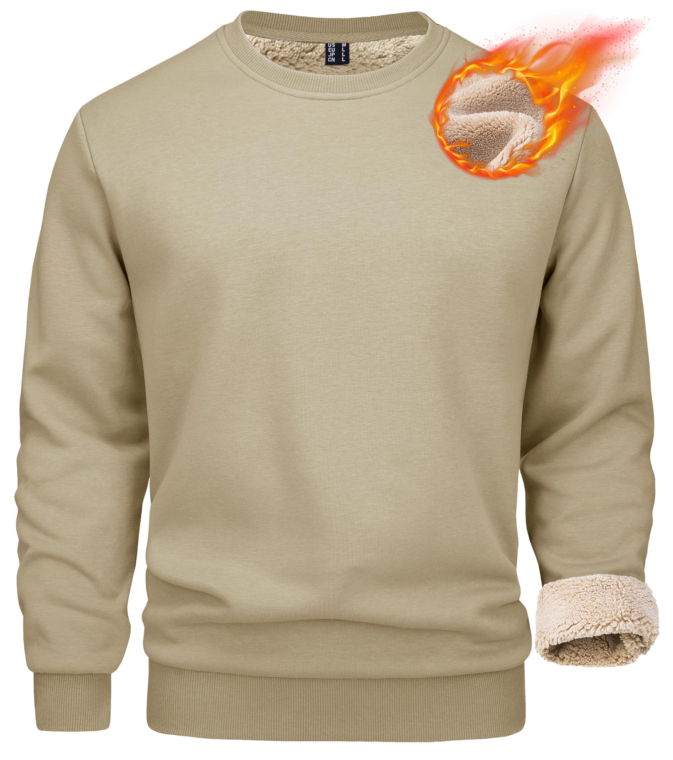 MAGCOMSEN Felpe da uomo foderate in pile Sherpa pullover basic top caldo girocol