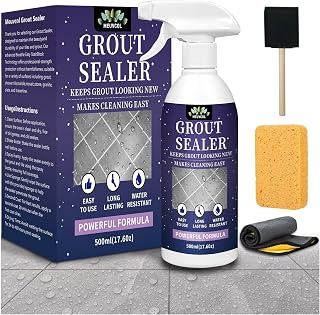 Grout Sealer,35 OZ Waterproof Grout Sealer for Shower, Floor Tiles, Kitchen - Long Lasting Clear Tile Grout Sealant for Stone, Bathroom, Marble - Indoor & Outdoor