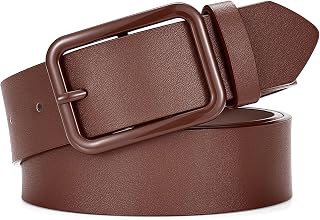 LEACOOLKEY Women's Leather Belt for Jeans Trousers Women's Leather Belt Waist Belt 3.3 cm Width