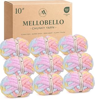 Jumbo Chunky Yarn for Hand Knitting - Chunky Chenille Yarn for Crocheting Blankets,Super Soft Bulky Fluffy Yarn,9 Jumbo Pack(19yds,8oz Each Skein),Soft Macaron