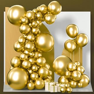 PartyWoo Metallic Gold Balloons 152pcs Different Sizes of 18 12 10 5 Inch | Balloons for Birthday Wedding Anniversary Baby Shower Graduation Retirement Casino Bridal Shower Party Decorations Gold-G101