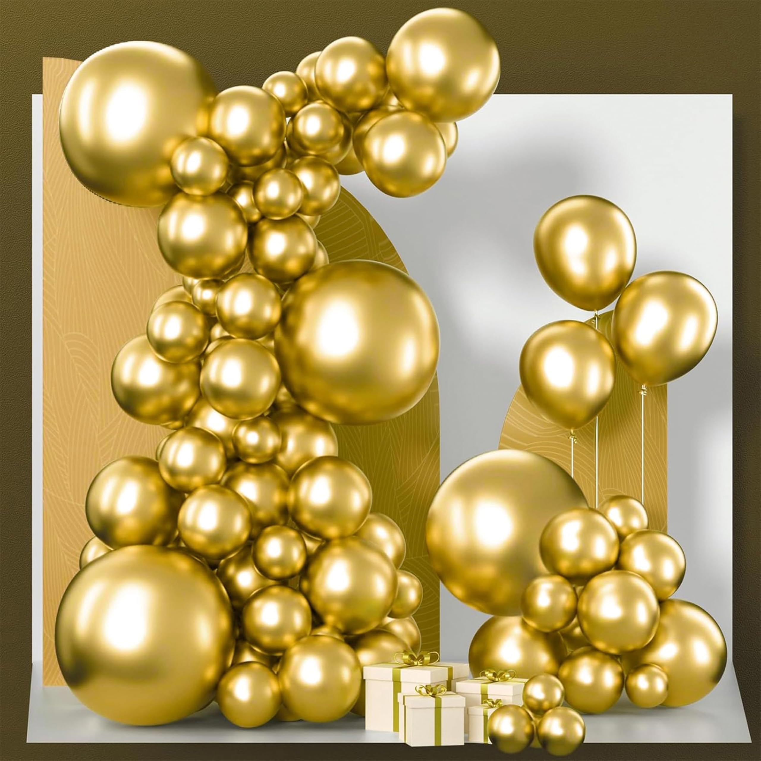 PartyWoo Metallic Gold Balloons 152pcs Different Sizes of 18 12 10 5 Inch | Ball