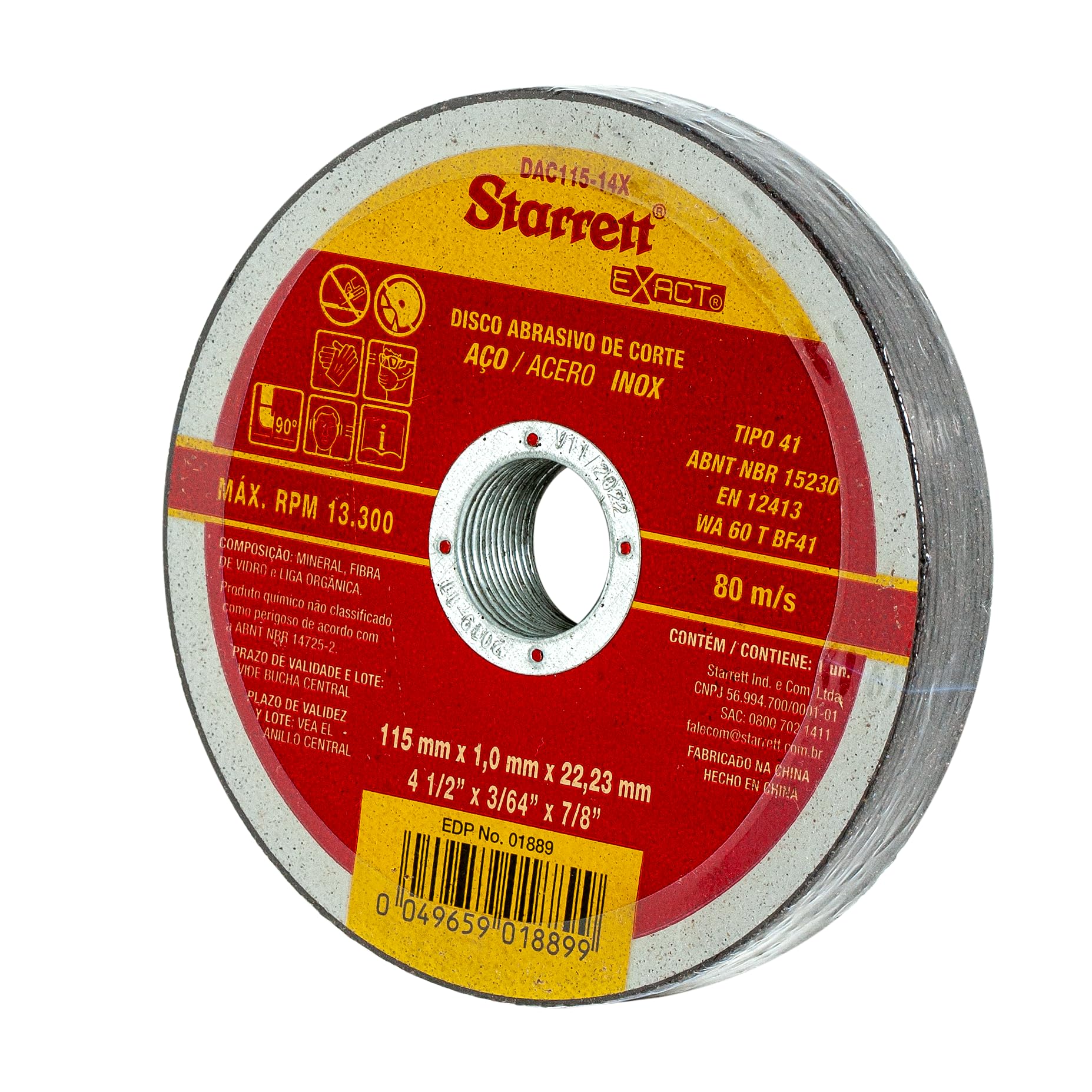 Starrett Angle Grinder Cutting & Slitting Discs - Pack of 12 - For Stainless Ste