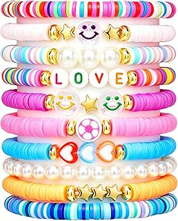 CHENSILAIYI Friendship Bracelets for Girls, 10-Piece Cute Preppy Beaded Bracelet Set for Teen Girls, Matching Bracelets for Friends, Birthday Gifts for Daughter Granddaughter Niece