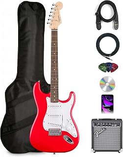 Fender Squier Stratocaster - Torino Red Bundle with Frontman 10G Amplifier, Gig Bag, Strap, Instrument Cable, Picks, and Austin Bazaar Instructional DVD