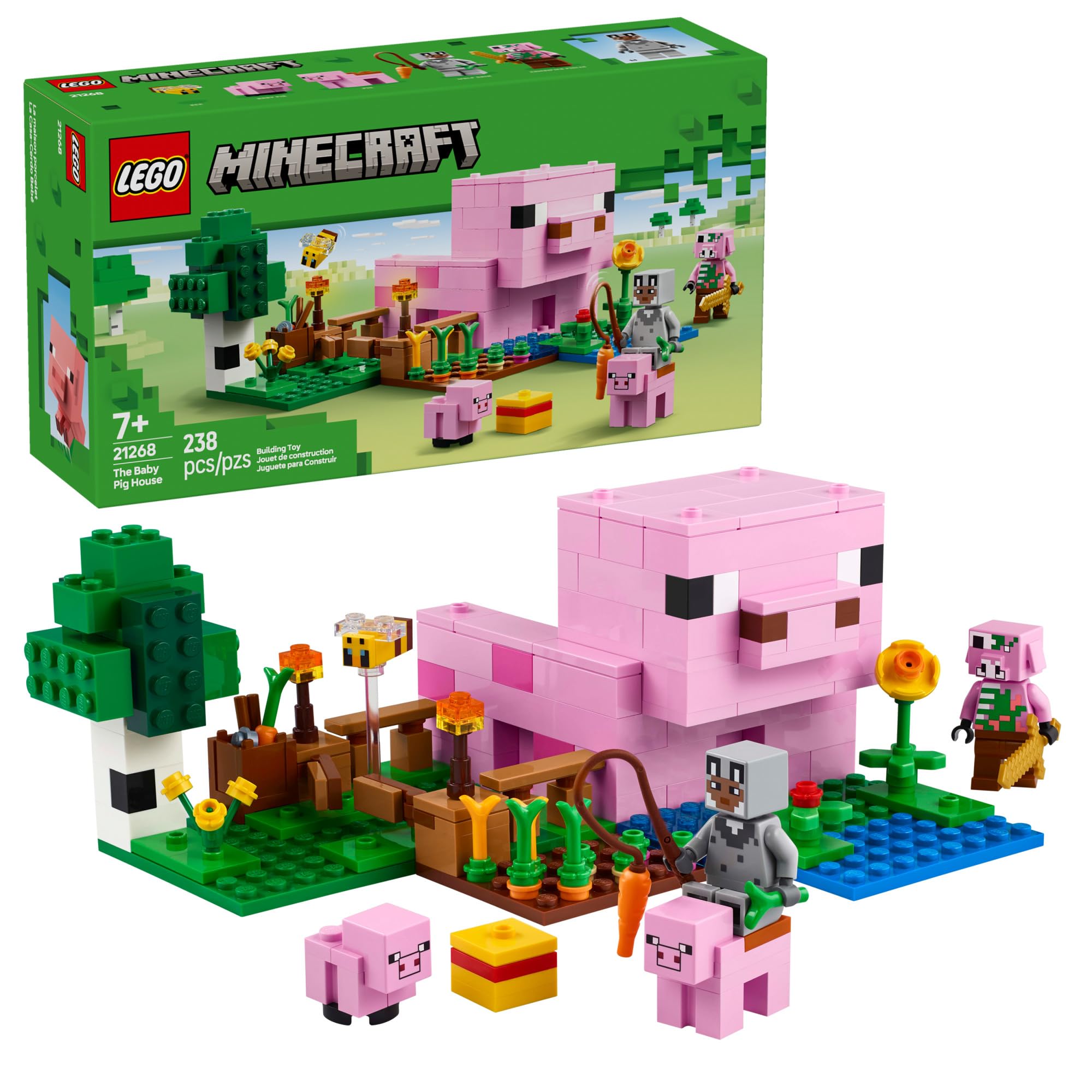 LEGO Minecraft The Baby Pig House Toy Figures and Playset - Building Minecraft T