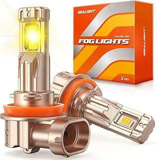 SEALIGHT H11/H16/H8 Yellow LED Fog Light Bulbs, 18000LM 3500K Yellow-2 Pack | IP68 Waterproof Injection Sealed, 80000-Hour Lifespan Yellow Fog Lights, 1:1 Fit for Cars,Trucks,and SUVs