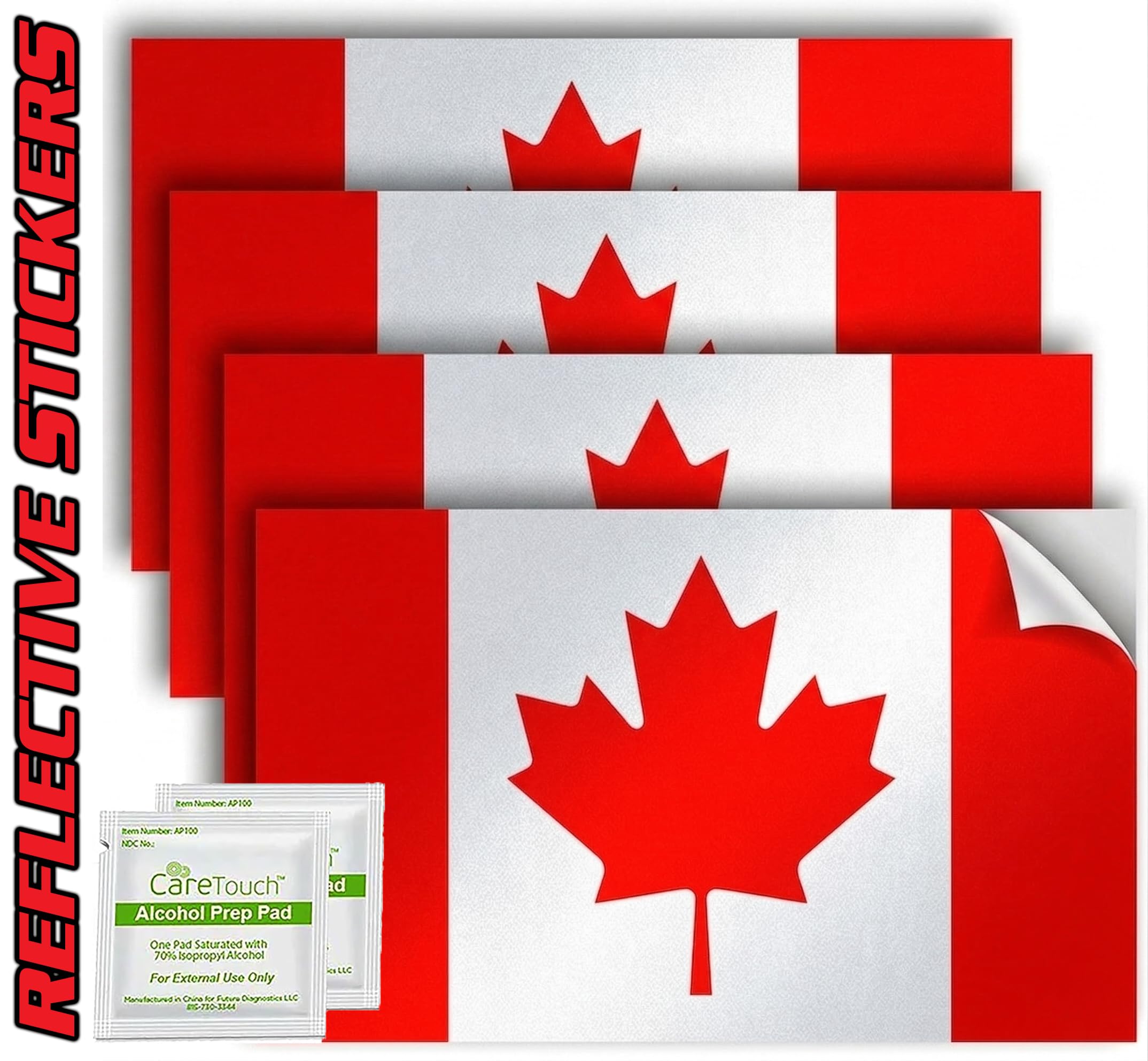 SPY SPOT Canada Flag Stickers 4" x 2.5" Vinyl Decals, Pack of 4 | Weatherproof, 