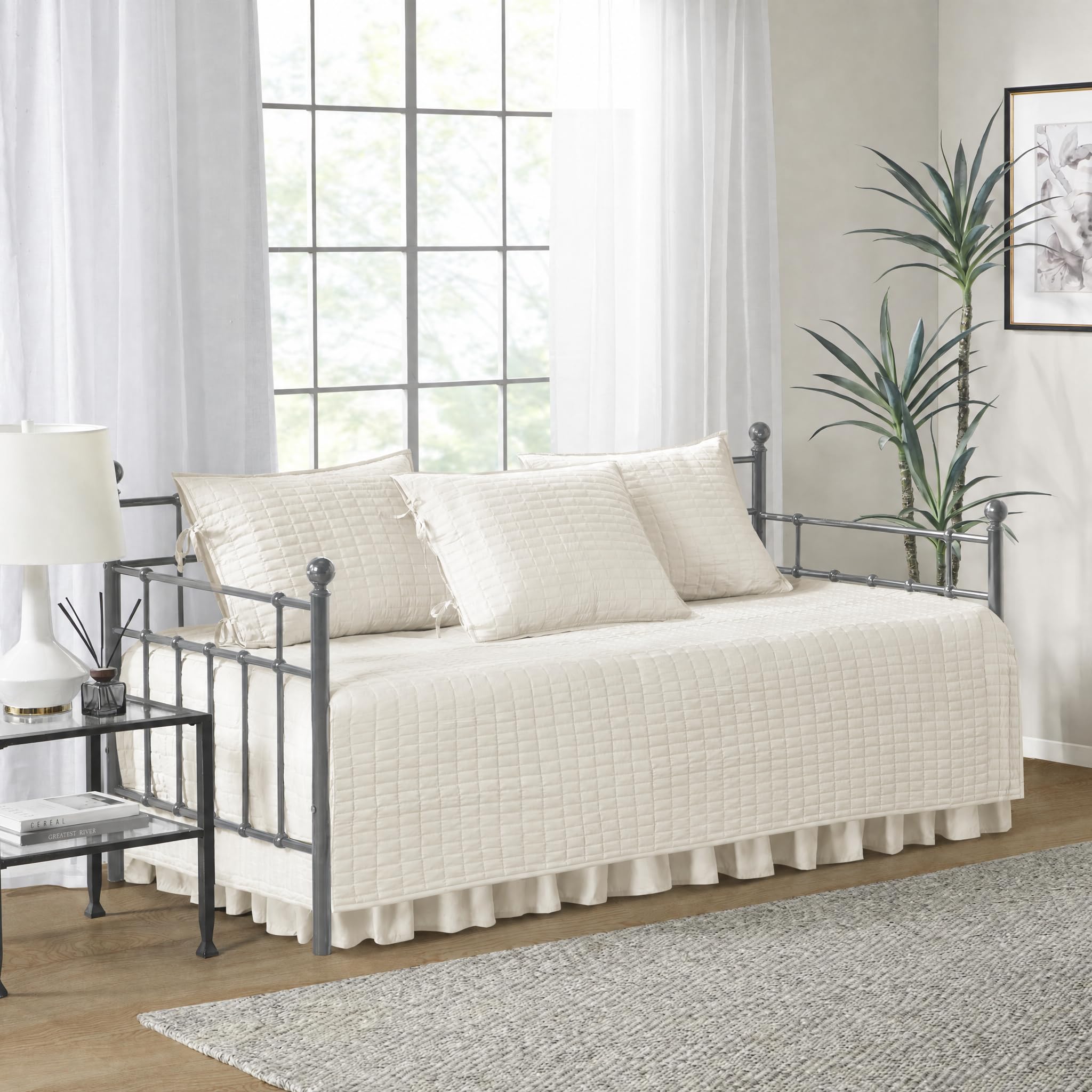 Comfort Spaces Kienna Daybed Cover Set 5 Piece with Bedskirt, 75 x 39 Ivory | Co
