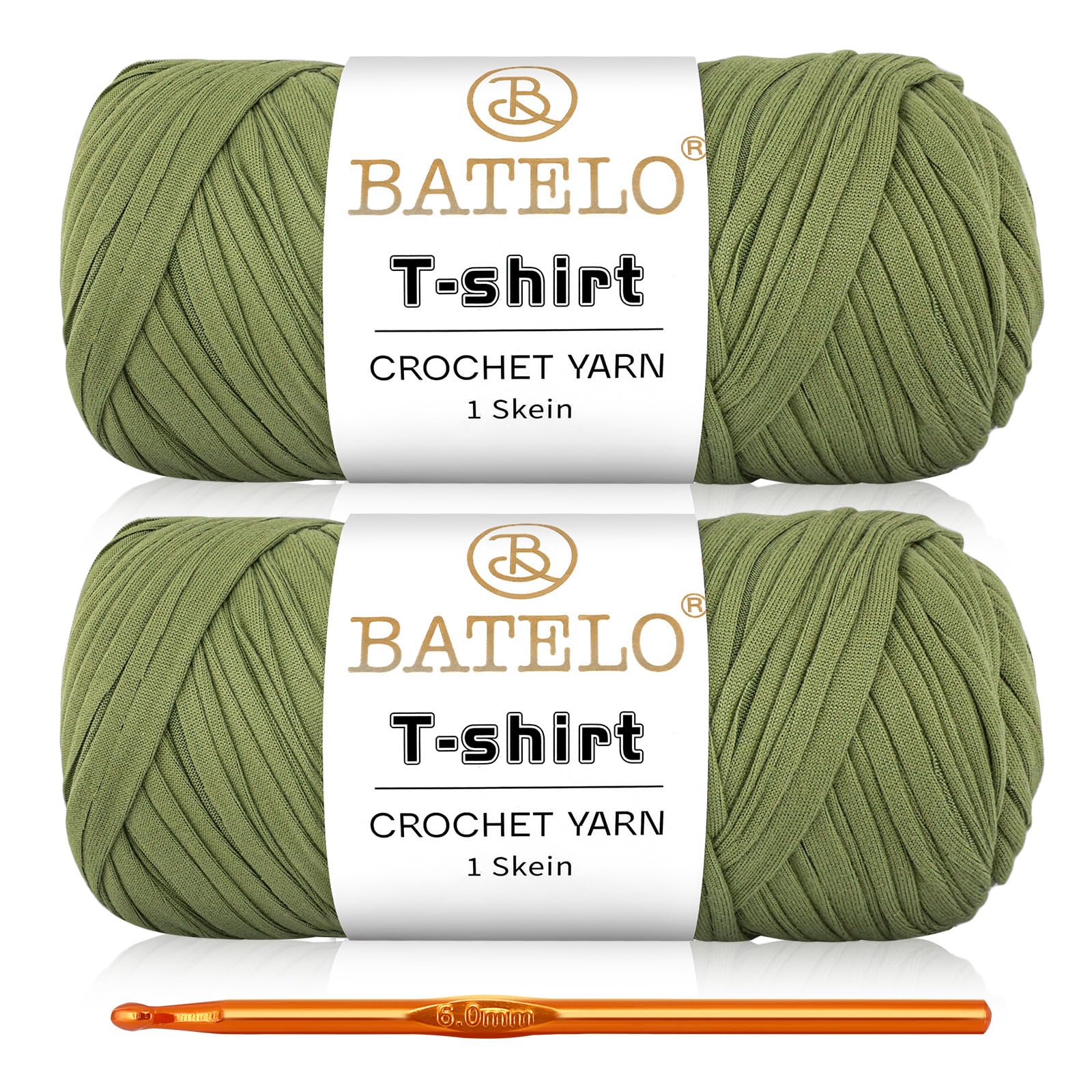 BATELO 2 Pack T-Shirt Yarn Crochet Yarn for Beginner Crochet Bags/Basket/Coaster