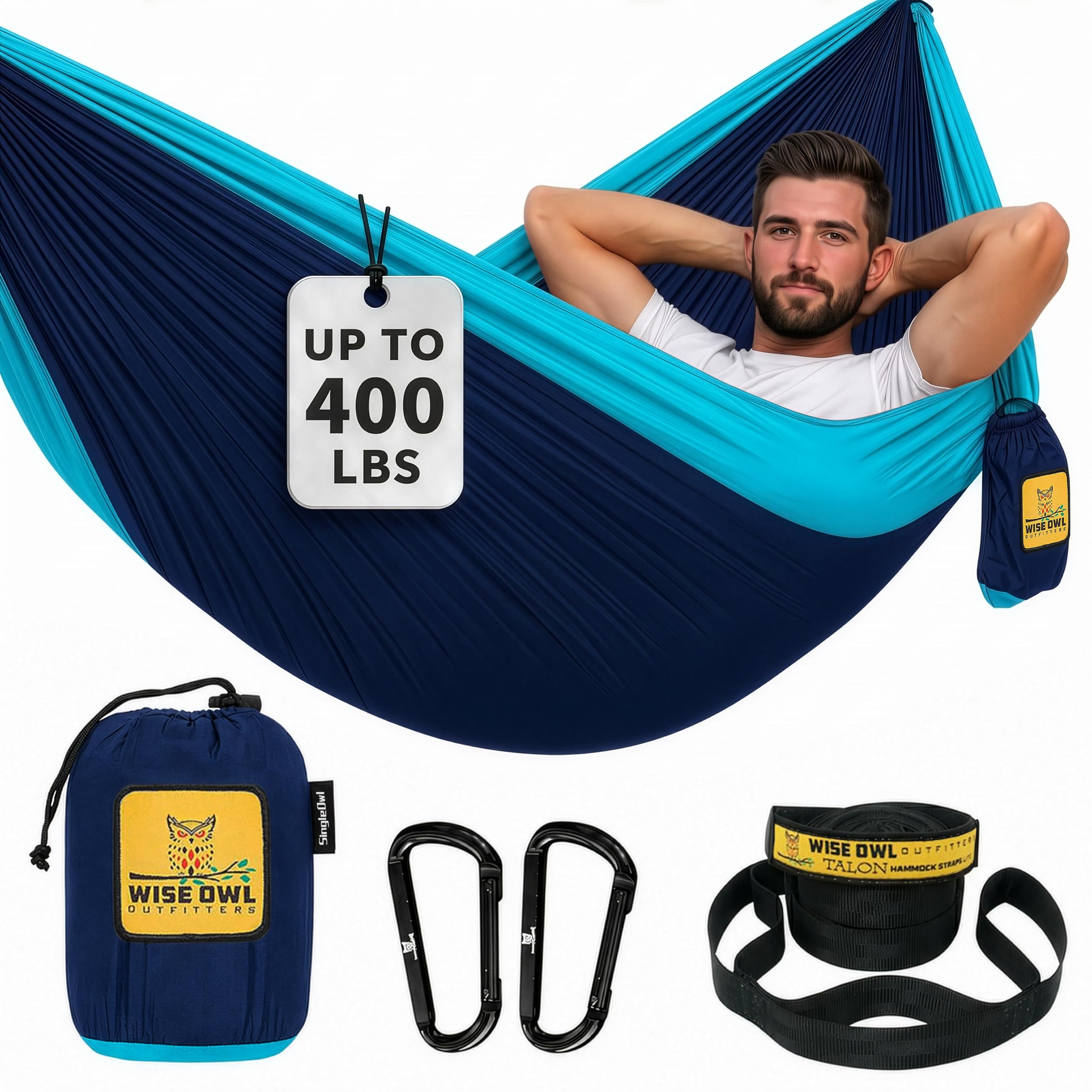 Wise Owl Outfitters Camping Hammock – up to 500lbs Portable Hammock with Tree St
