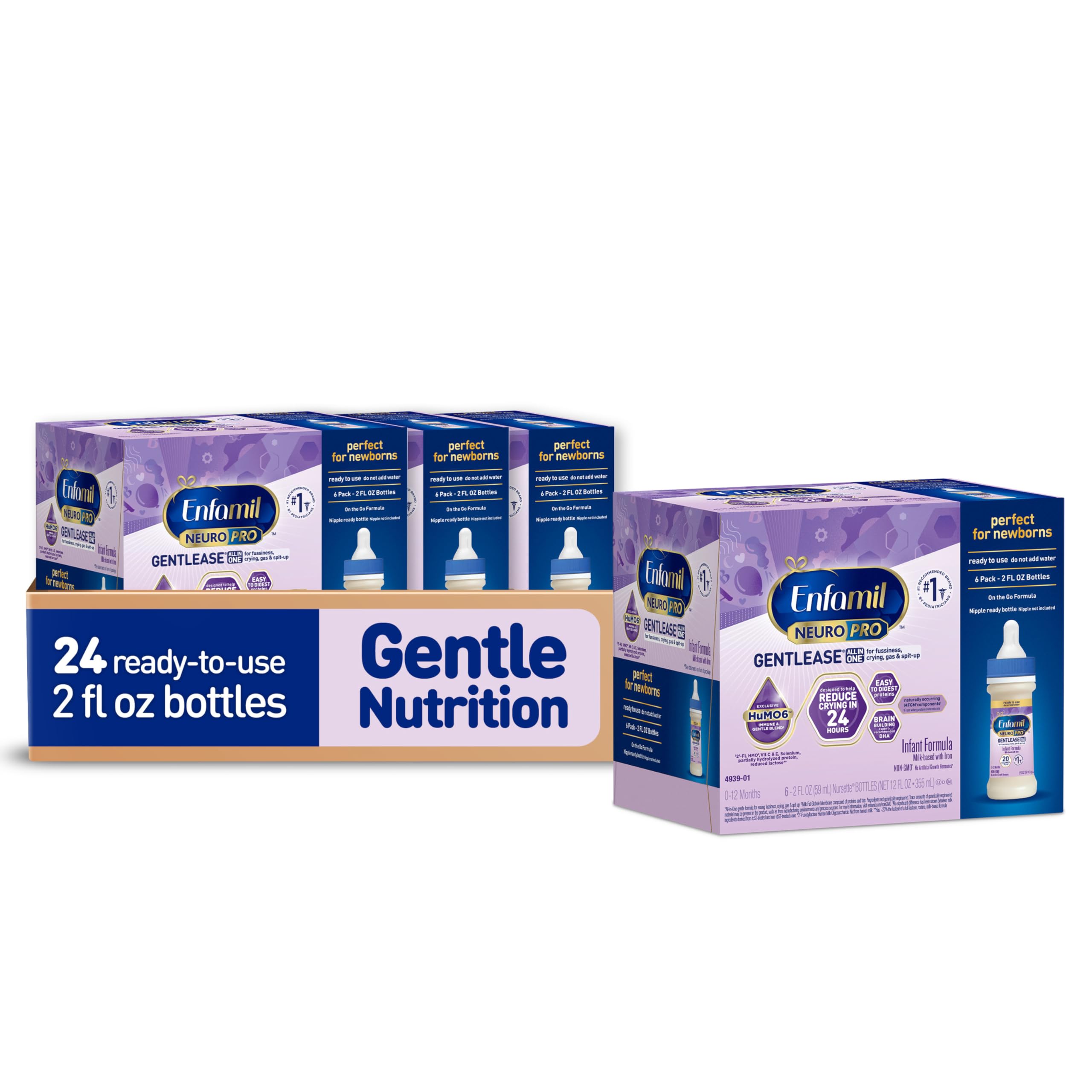 Enfamil NeuroPro Gentlease Ready-to-Feed Baby Formula, 2 Fl Oz, 24 CT | For Easi