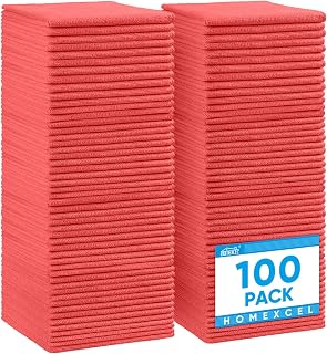 HOMEXCEL 100PK Microfiber Cleaning Cloth, Cleaning Rag for Home, 11.5x11.5