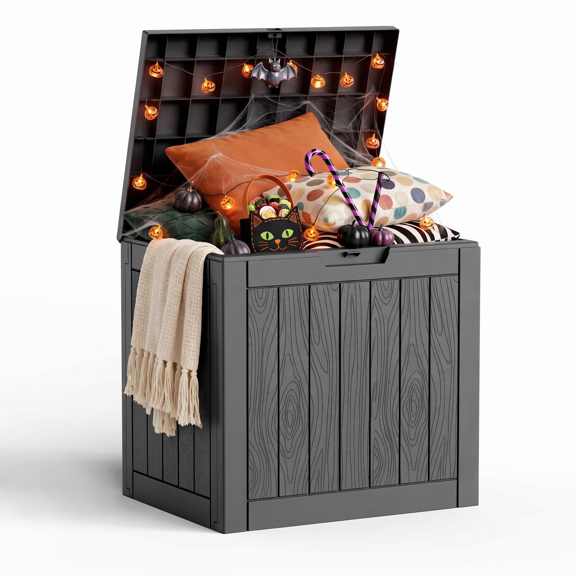 MAIUSCOLI 35 Gallon Outdoor Deck Box Lockable Waterproof Storage Black | Heavy-d