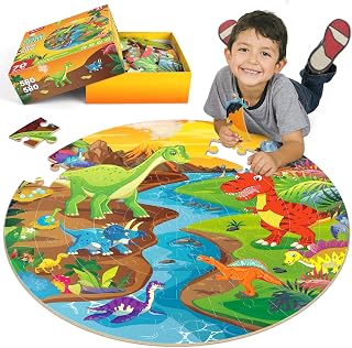 SYNARRY Dinosaur Floor Puzzles for Kids Ages 4-6, Large 70-Piece | Jigsaw Puzzle for Kids Ages 4-8, Dinosaur Toys for Kids 3-5, STEM Learning, Screen-Free Play, Dinosaur Puzzles Birthday Gifts