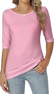 Women's T-Shirt Half Sleeve Round Neck Slim Fit Elástic Casual Top Basic Lightweight Tee Shirt Blouse Summer Spring