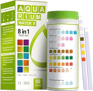 AAwipes Aquarium Ammonia Test Strips 8-in-1 | 50 Strips | Quick & Accurate Water Testing for Freshwater & Saltwater Tanks -Test pH, Carbonate, Alkalinity, Hardness, Chlorine, Nitrite, etc. (K02-50)