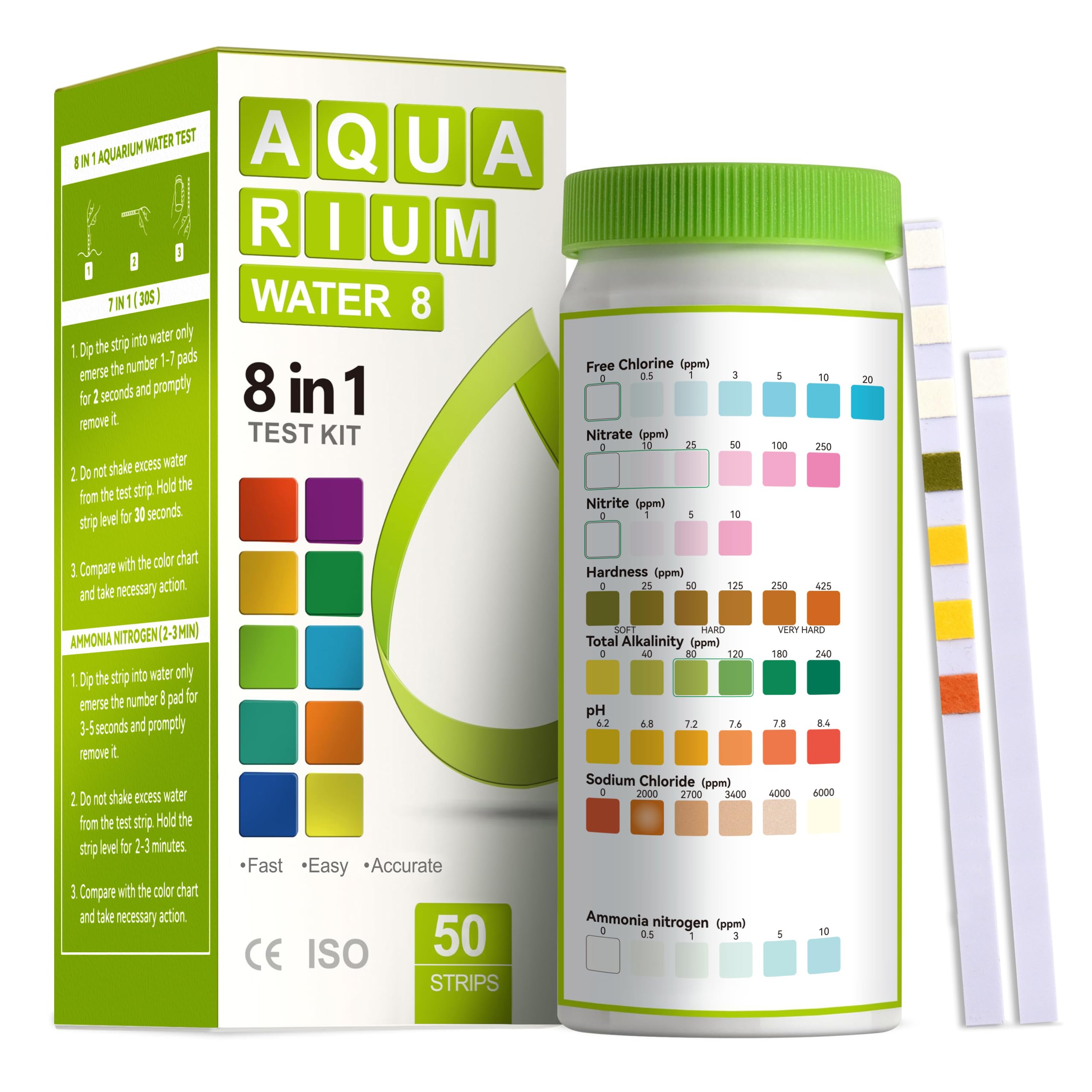 AAwipes Aquarium Ammonia Test Strips 8-in-1 | 50 Strips | Quick & Accurate Water
