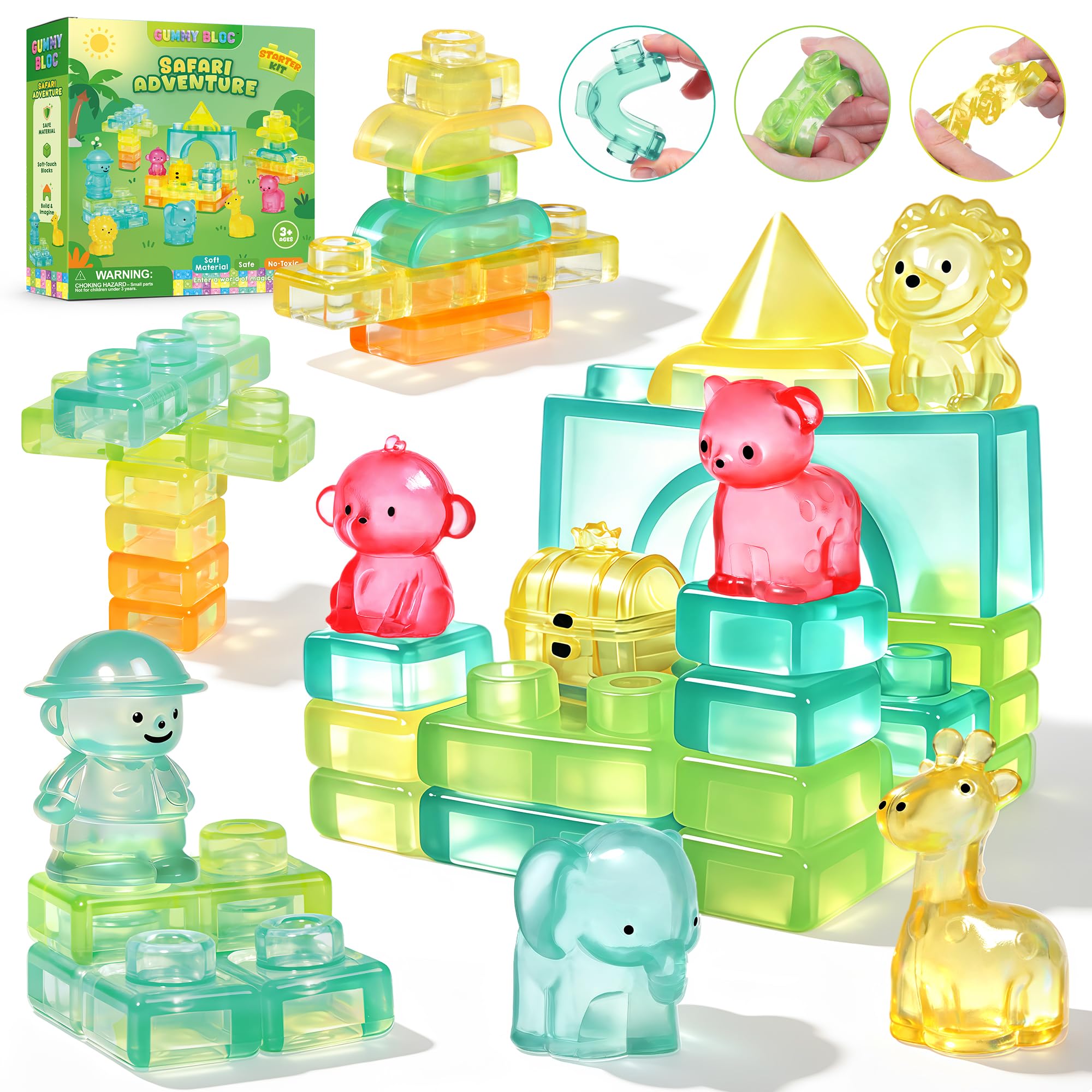 52PCS Sensory Soft Building Blocks for Toddlers, Squishy Stacking Toy | Preschoo