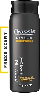 Chassis Premium Body Powder for Men, Whole Body Deodorant, Odor-Absorbent, Talc-Free Anti-Chafing Powder for Groin & Sensitive Skin, Friction Defense & Odor Control, Original Fresh Scent
