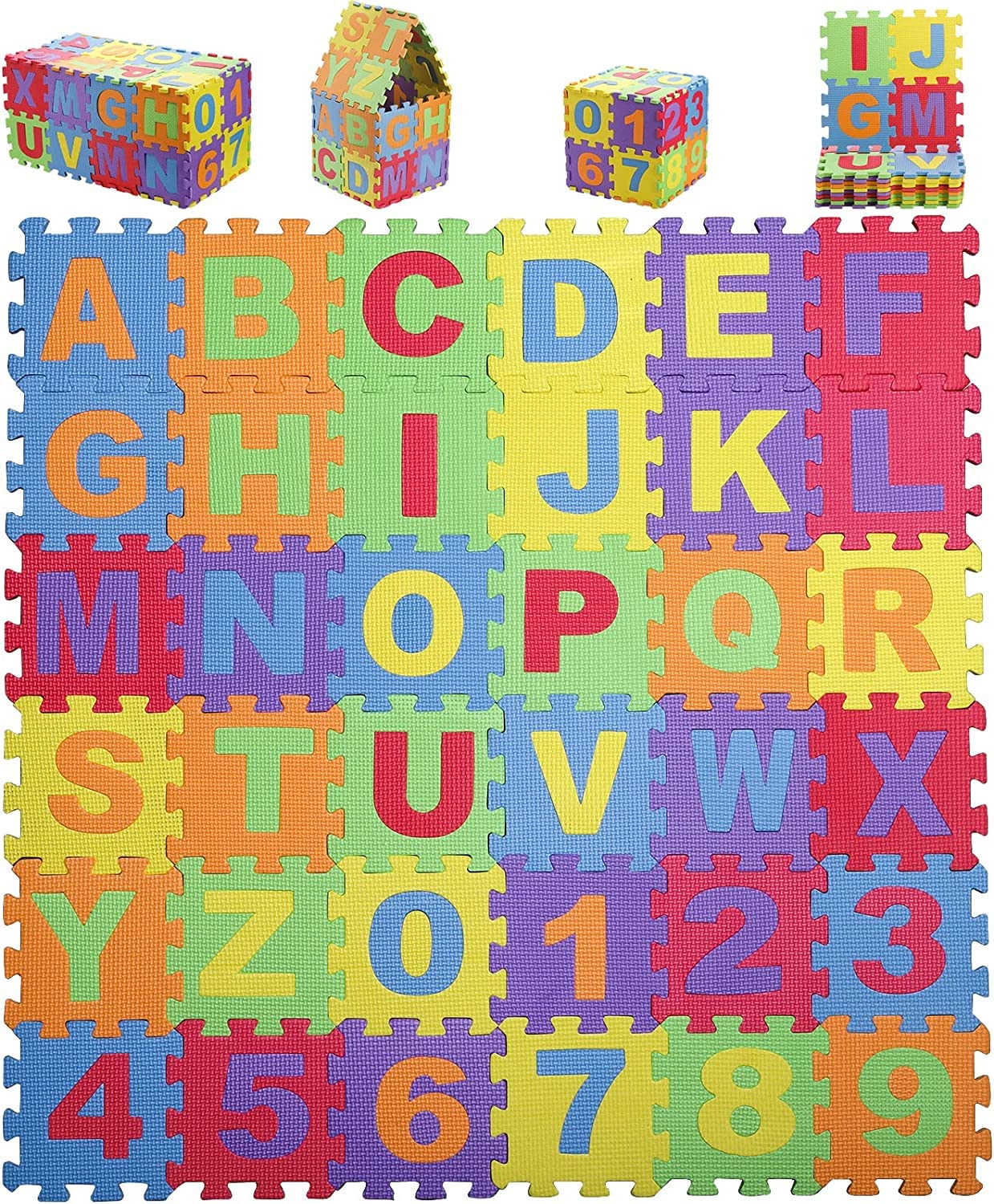 Suwimut Baby Foam Play Mat (36-Piece Set), 6.1x6.1 Inch Interlocking Alphabet an