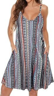 JOELLYUS Women Spaghetti Strap Dresses Summer Dress Beach Pocket Sundresses